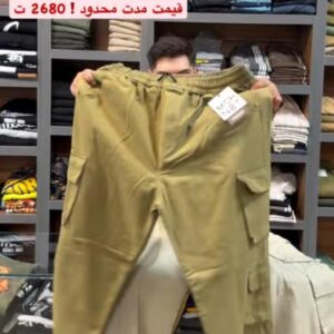 شلوار کارگو کتان 8 جیب سایز بزرگ